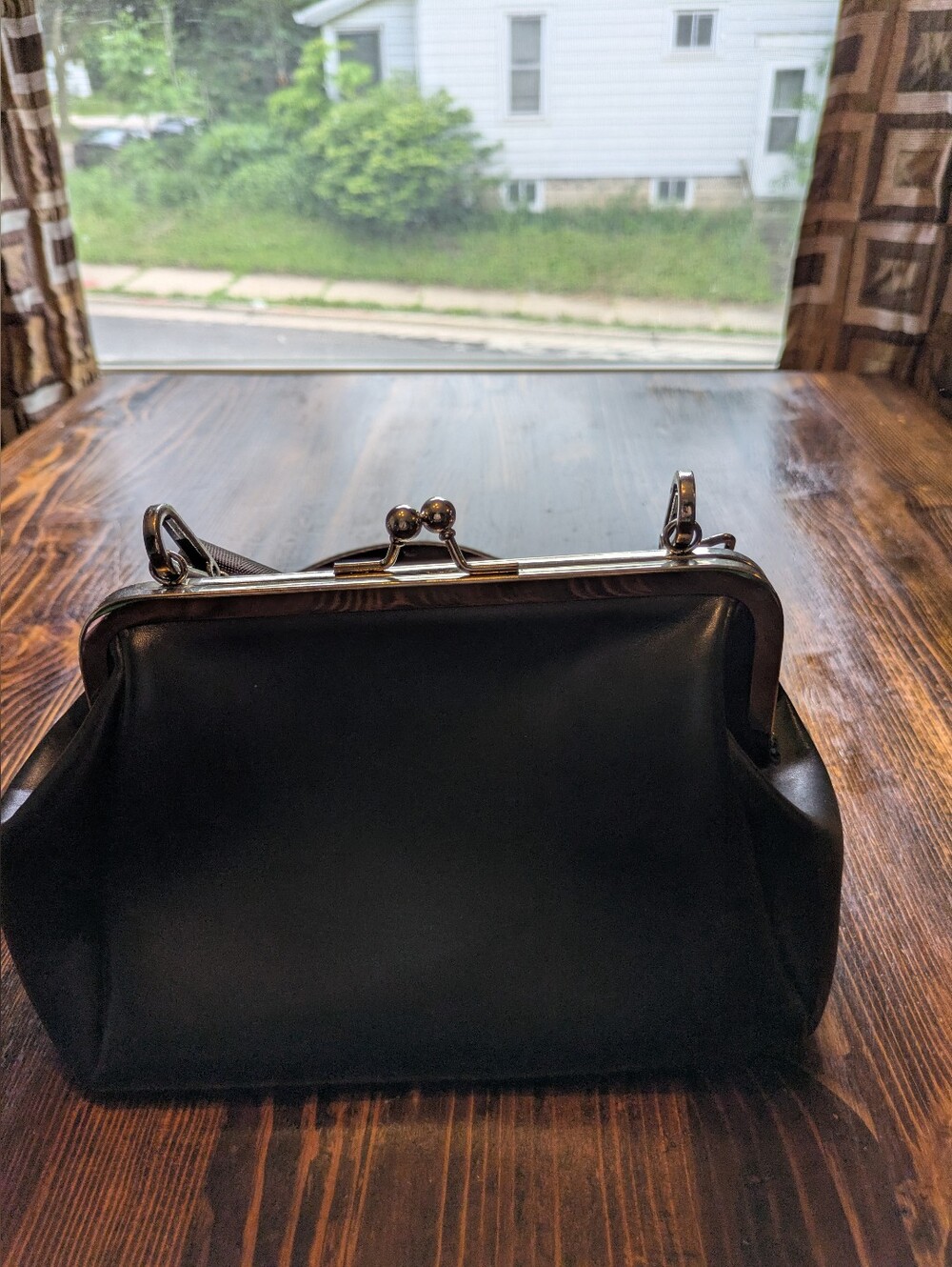 Classic Black Frame-Top Women's Handbag